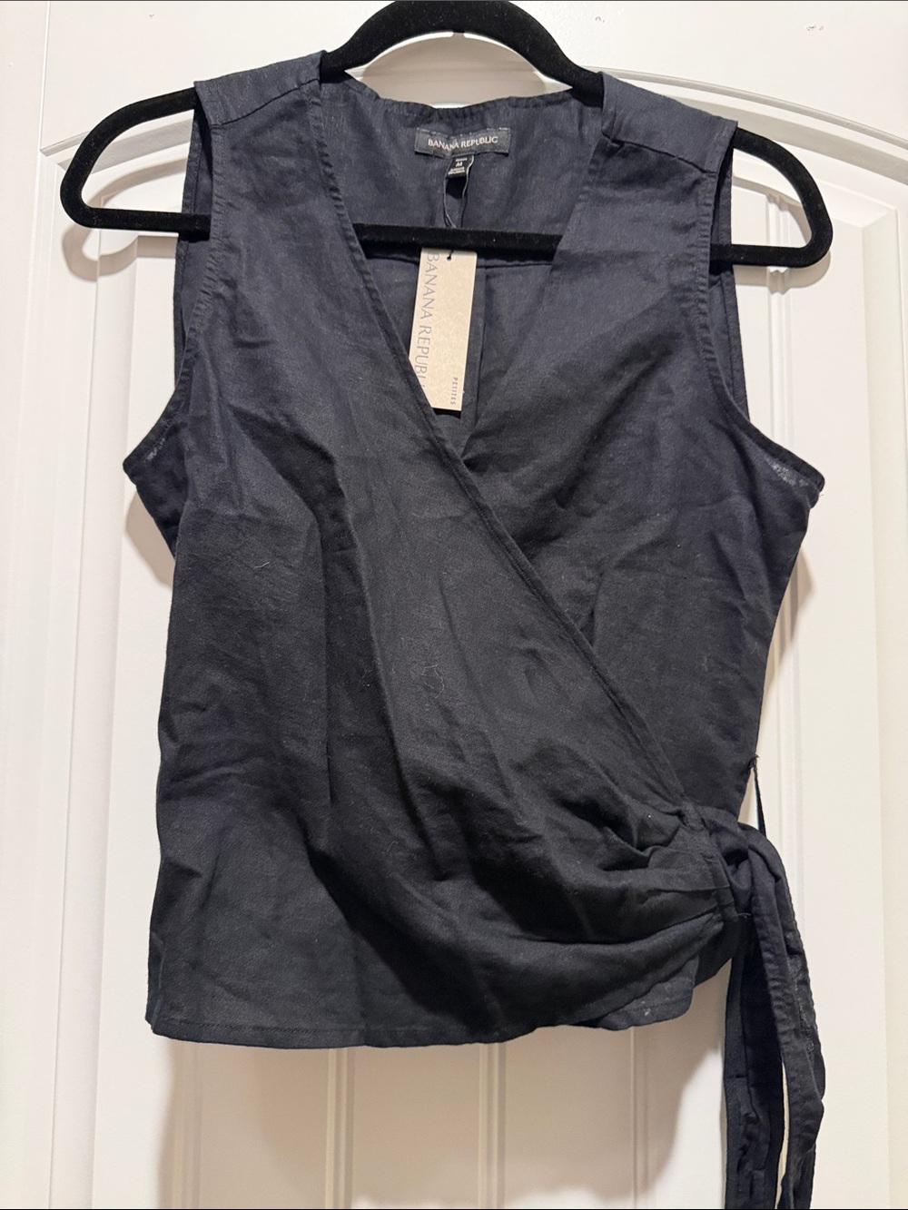 Banana Republic Black Sleeveless Wrap Tie Top